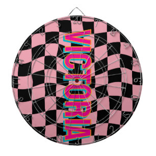 Cible De Fléchettes Marquage de nom coloré rétro 2D rose noir
