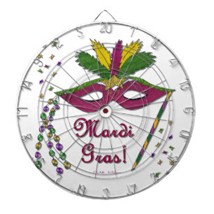 Cible De Fléchettes Masque de Mardi Gras Plumes Perles