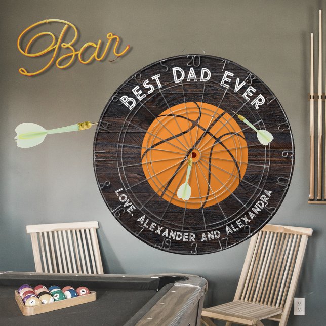 Cible De Fléchettes Meilleur Papa Jamais Basket Basket Texte désorgani (Créateur téléchargé)