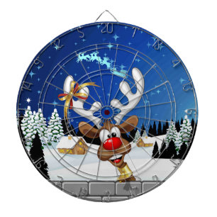 Cible De Fléchettes Mème de Noël drôle de renne qui regarde par-dessus