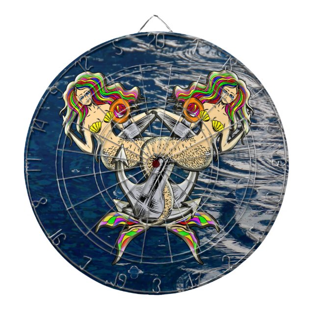 Cible De Fléchettes Mermaids - Design nautique pour les amoureux des o (Devant)