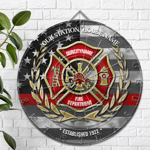 Cible De Fléchettes Mince ligne rouge Famille de pompiers Personnalisé