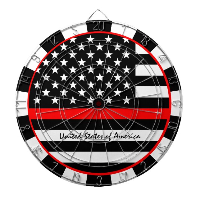 Cible De Fléchettes Mince Red Line & American Flag Firefighter / USA (Devant)