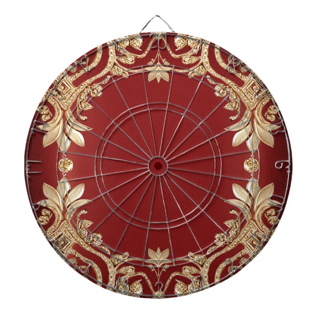 Cible De Fléchettes Modern Gold Red Floral Dartboard (Devant)