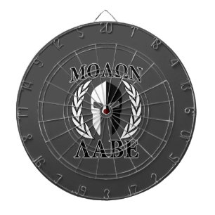 Cible De Fléchettes Molon Labe Laurels en Masque Spartiate Noir & Blan
