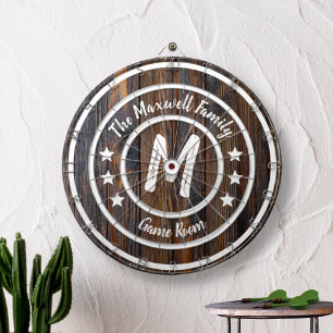 Cible De Fléchettes Monogram Rustic Barn Wood