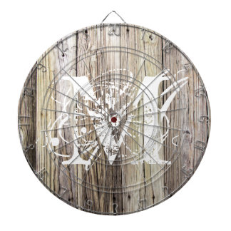 Cible De Fléchettes Monogramme en bois rustique