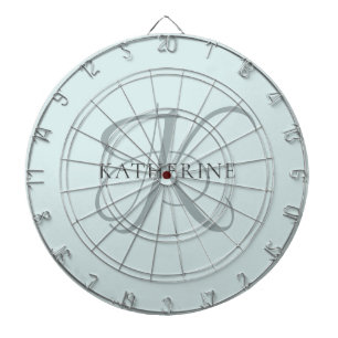 Cible De Fléchettes Monogramme moderne élégant Script Aqua Blue