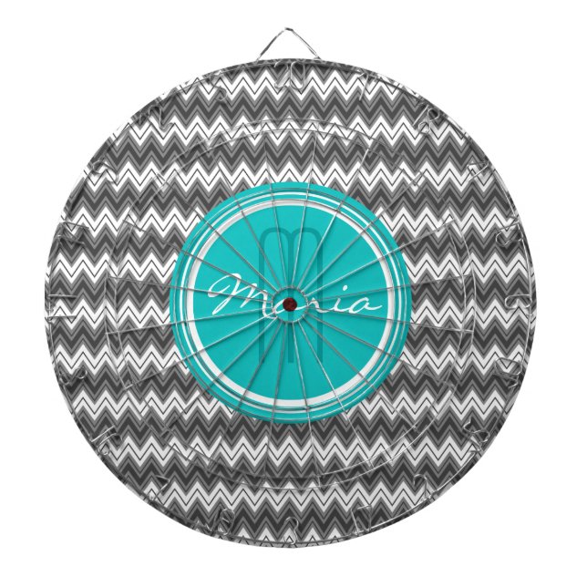 Cible De Fléchettes Monogramme noir et blanc Chevron Motif géométrique (Devant)