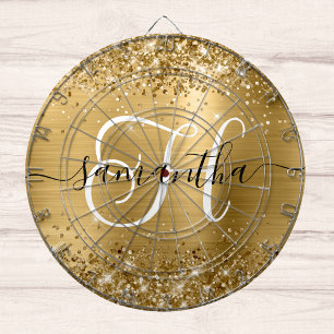 Cible De Fléchettes Monogramme Pailleté Or Glamour