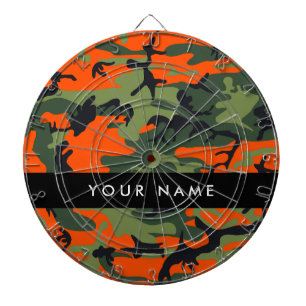 Cible De Fléchettes Motif Camouflage orange, Votre nom, Personnaliser