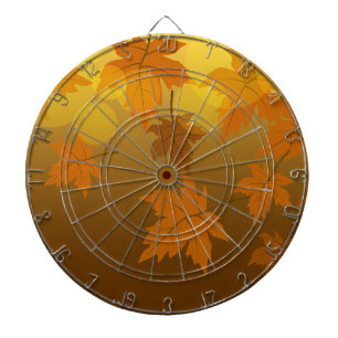 Cible De Fléchettes Motif d'automne avec feuilles d'érable en chute et