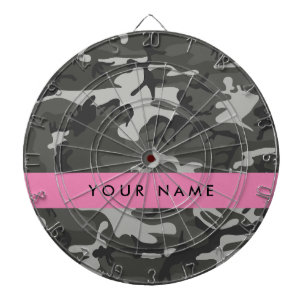 Cible De Fléchettes Motif de camouflage gris, Votre nom, Personnaliser