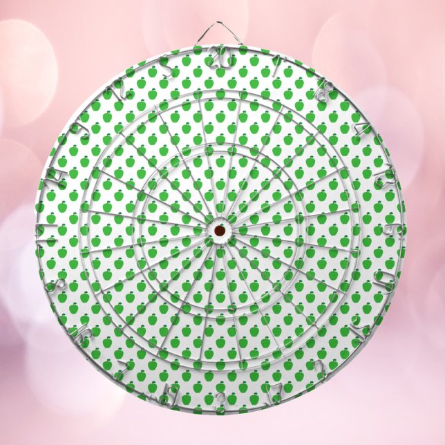 Cible De Fléchettes Motif de fruits de pomme vert (A dart board with a pattern of green apples.)