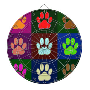 Cible De Fléchettes Motif d'empreinte de patte de chien multicolore