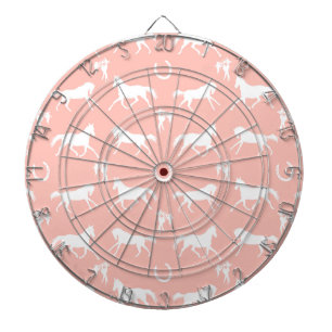 Cible De Fléchettes Motif des chevaux galopants roses et blancs