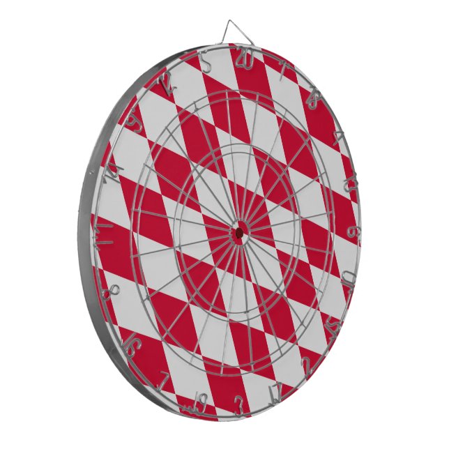 Cible De Fléchettes Motif du drapeau diamant de Bavière rouge et blanc (Devant gauche)