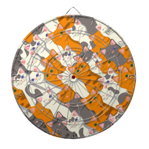 Cible De Fléchettes Motif en diagonale du chat noir blanc gingembre