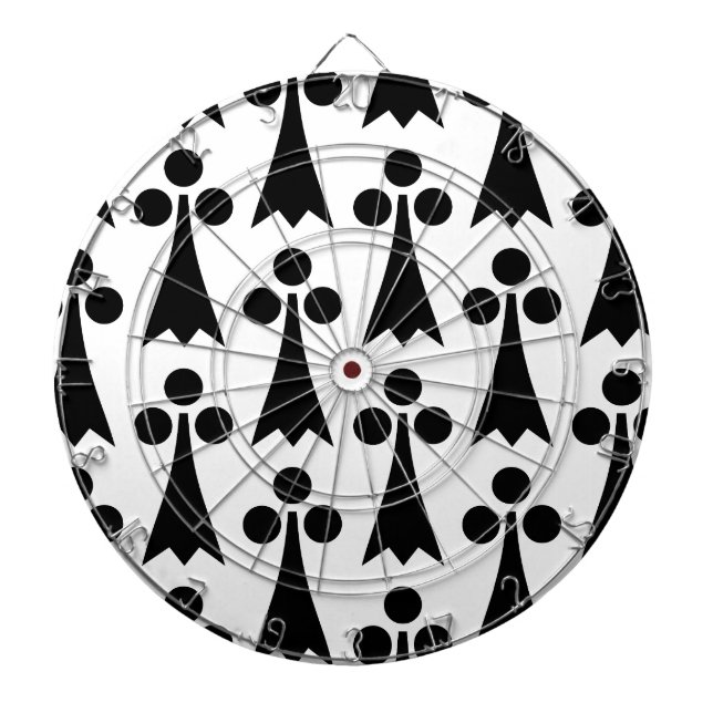 Cible De Fléchettes Motif Ermine, Motif médiéval, noir sur blanc (Devant)