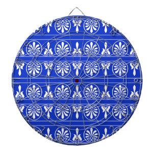 Cible De Fléchettes Motif méditerranéen grec Arabesque bleu