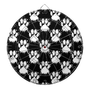 Cible De Fléchettes Motif Paw Chien Blanc Avec Paint Splatter