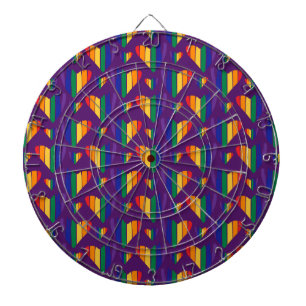 Cible De Fléchettes Motif Rainbow Hearts