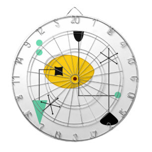 Cible De Fléchettes moyen siècle moderne bleu jaune simple rétro