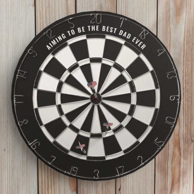 Cible De Fléchettes Noir et blanc Meilleur Papa Jamais Dartboard (Fun gift for the Dad to be on his 1st Father's Day or any time of year.)