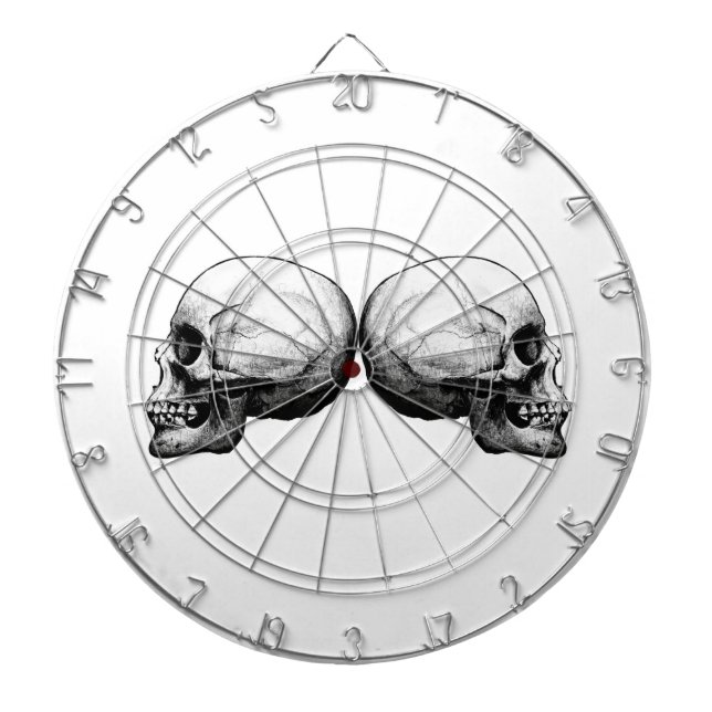 Cible de flechettes noire et blanche de crâne de (Devant)