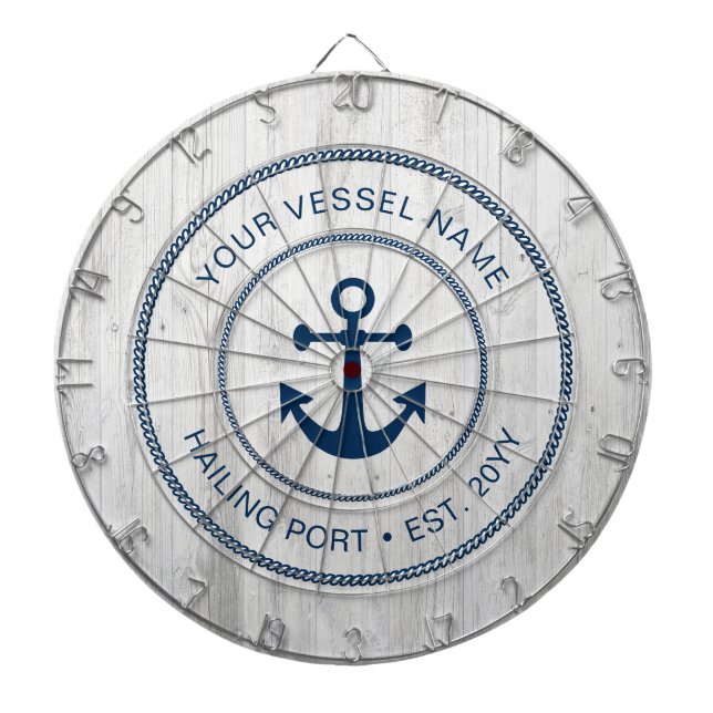 Cible De Fléchettes Nom de bateau personnalisé Année Ancre nautique Ru (Devant)