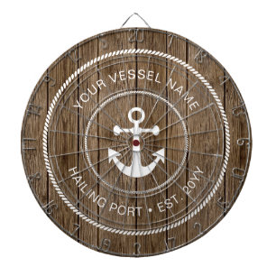 Cible De Fléchettes Nom de famille personnalisé Ancre nautique en bois