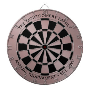 Cible De Fléchettes Nom de famille personnalisé Rose Gold Noir Personn