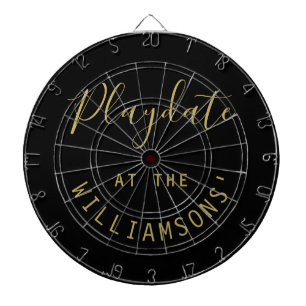 Cible De Fléchettes Nom personnalisé Black Gold Playdate Script Minima