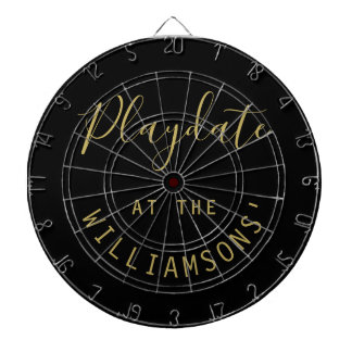 Cible De Fléchettes Nom personnalisé Black Gold Playdate Script Minima