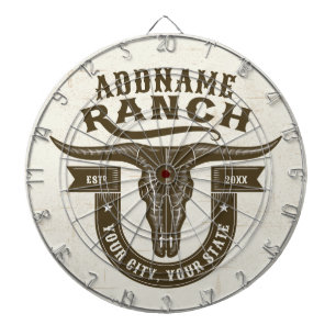 Cible De Fléchettes NOM personnalisé Bull Steer Skull Western Ranch