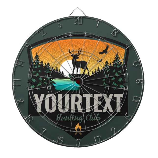 Cible De Fléchettes NOM personnalisé Chasse aux wapitis Coucher de sol (Devant)