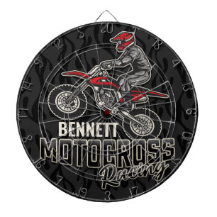 Cible De Fléchettes Nom personnalisé Dirt Vélo Rider Motocross Racing