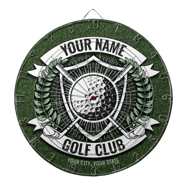 Cible De Fléchettes NOM personnalisé Golfer Golf Club Turf Clubhouse (Devant)