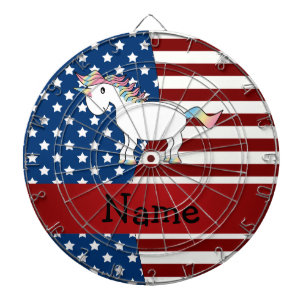 Cible De Fléchettes Nom personnalisé licorne patriotique