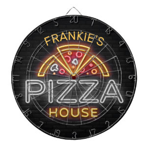 Cible De Fléchettes Nom personnalisé Neon Pizzeria Italienne Pizza Mai