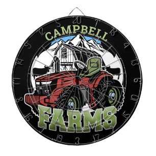 Cible De Fléchettes Nom personnalisé Pays Fermes Grange Tracteur Fermi