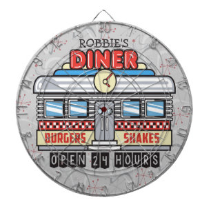 Cible De Fléchettes NOM Personnalisé Retro les années 50 Diner Signe
