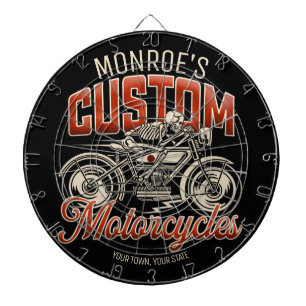 Cible De Fléchettes Nom personnalisé Skeleton Motorcycle Boutique
