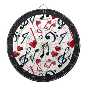 Cible De Fléchettes Notes de musique & symboles Noir & Blanc