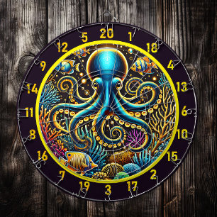 Cible De Fléchettes Octopus Reef Trésor Design Dartboard