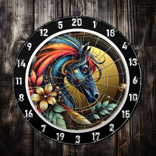 Cible De Fléchettes Oeuvre artistique Tropical Neon Horse Escape