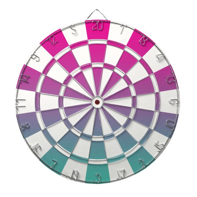 Cible De Fléchettes Ombre Magenta Purple Turquoise Et Blanc (Devant)