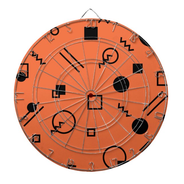 Cible De Fléchettes Orange, fun, trendy, geometric Memphis graphic (Devant)