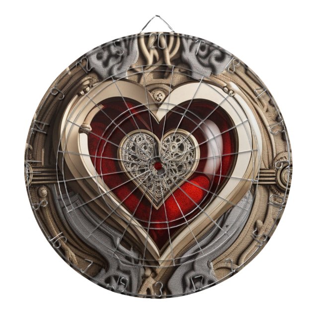 Cible De Fléchettes Ornement mystérieux au coeur rouge (Devant)