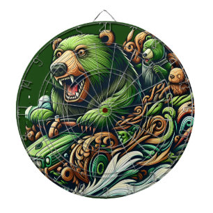 Cible De Fléchettes Ours Animés à bord d'une voiture verte